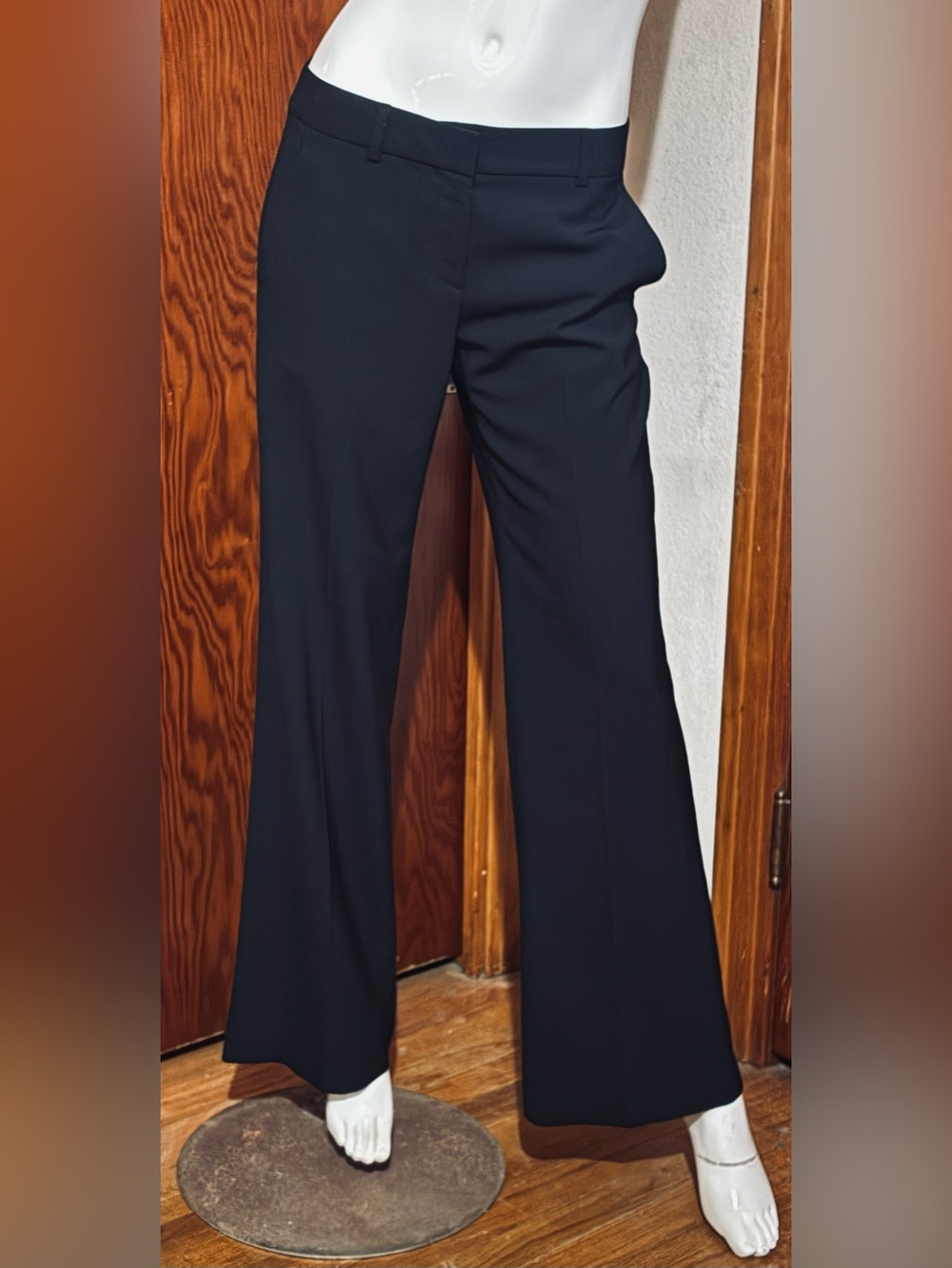 Theory Wide Leg Black Wool Blend Trouser Pants - Size 4